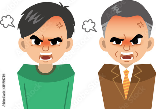 怒っている男性のイメージイラストセット