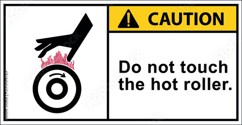 Do not touch the hot roller.Vector,Caution