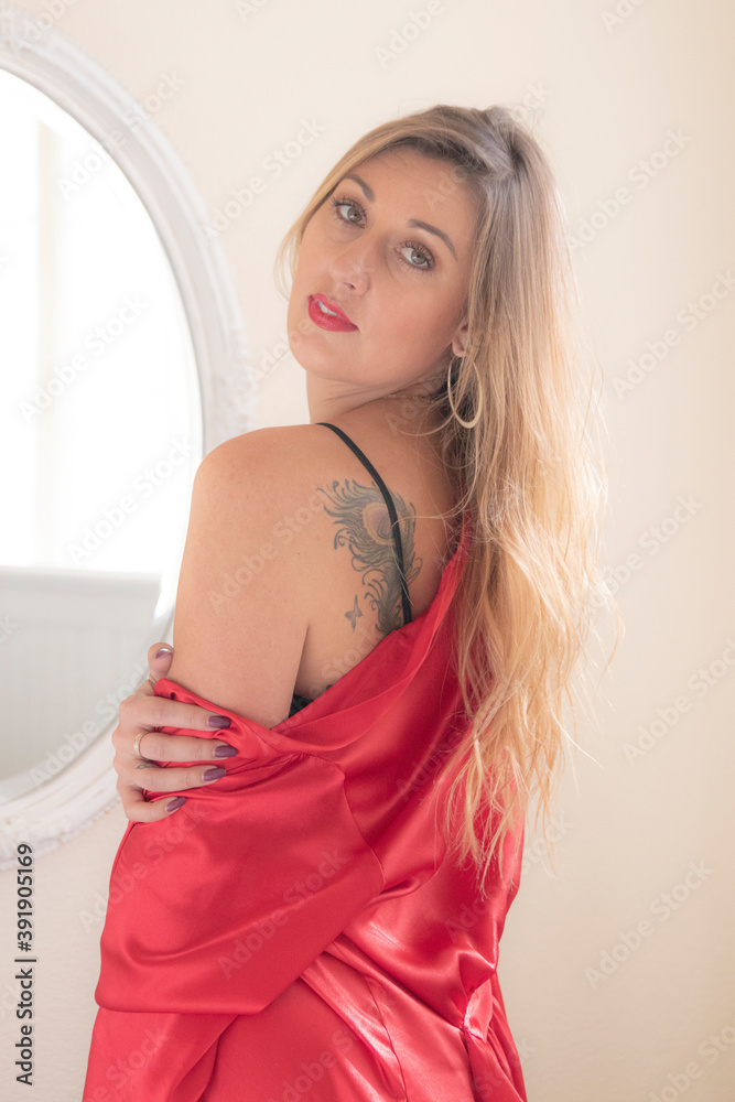 Naklejka premium Woman In Red