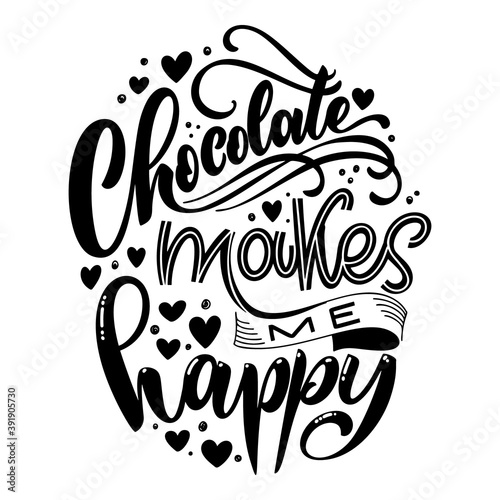 Chocolate hand lettering quote. Warm Christmas winter word composirion. Vector design elements for t-shirts, bags, posters, cards, stickers and menu