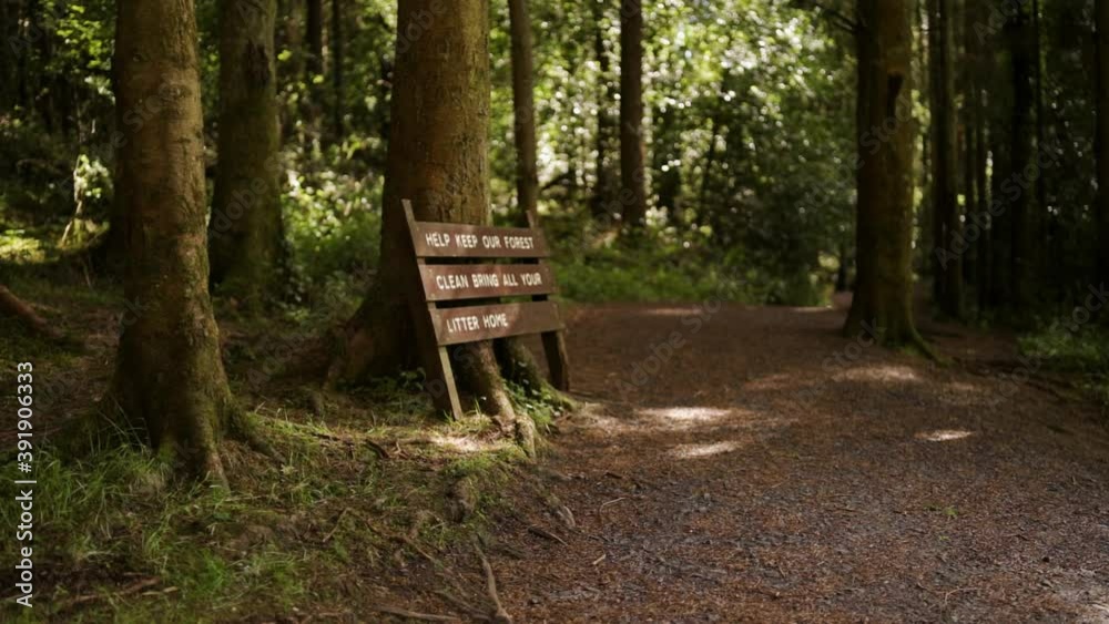 Anti-Littering Sign in a Forest on a Sunny Day