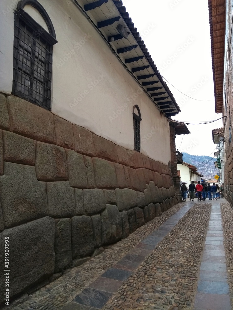 The twelve-angled stone in Cusco, Peru. (12 angled stone) - It was part of a stone wall of an Inca palace, and is considered to be a national heritage object.