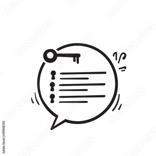 hand drawn concept of highlight the main points in the report or text and basic moments in document or book in doodle style