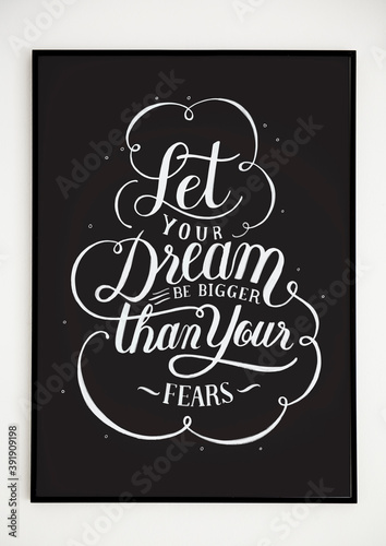 Minimal hand lettering poster with motivation quote