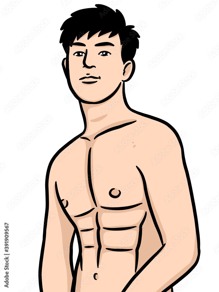 cartoon cute man on white background