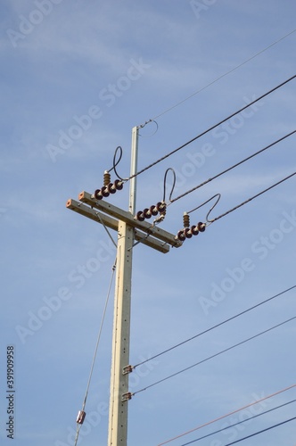 close up electric pylon in country Thailand