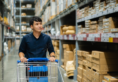 man looking and shopping in warehouse store