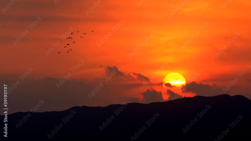 Beautiful sunset at the seaside in summer