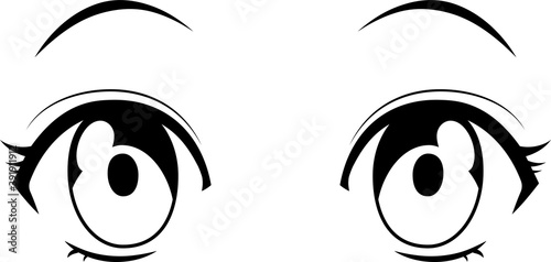 Monochrome Cute anime-style eyes with normal facial expressions