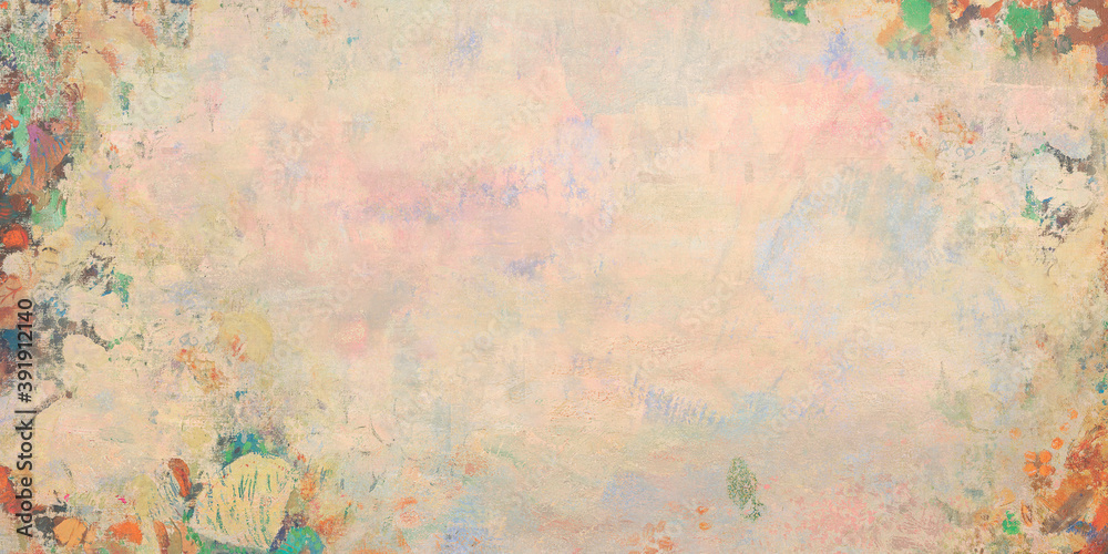 Fototapeta premium Cream floral wall textured background