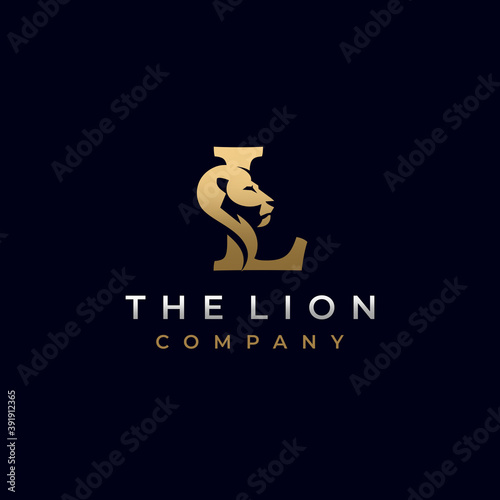 Letter L Lion Head, Elegant Luxury Logo Design Vector