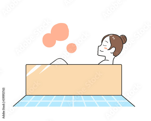 入浴して体が温まる　横向き　女性