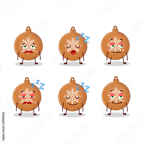 Cartoon character of christmas ball cookies with sleepy expression
