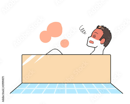 入浴してのぼせる　横向き　男性