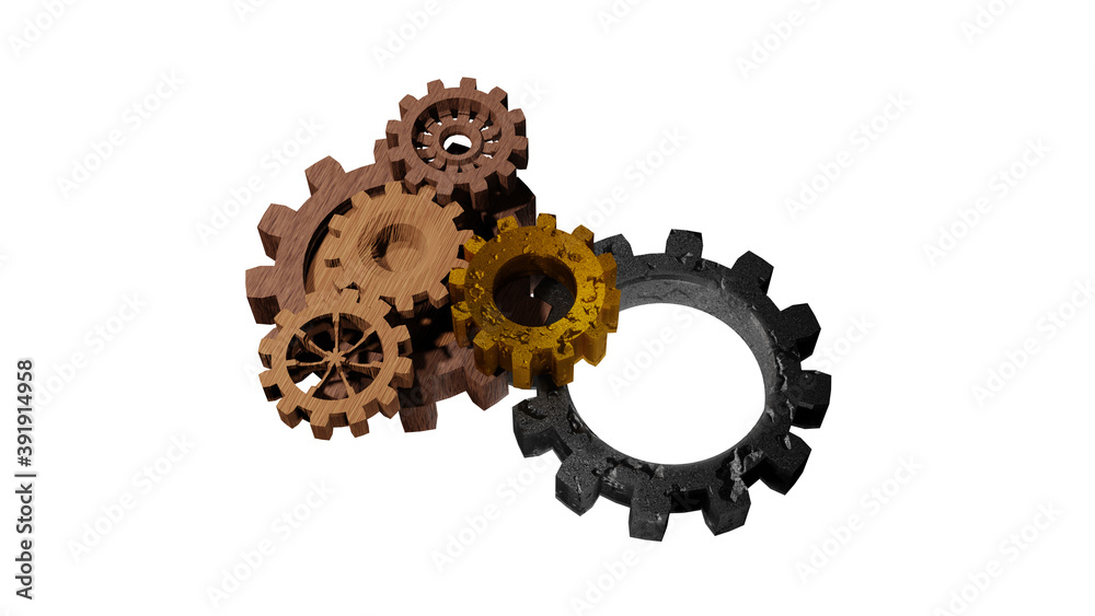 Gear on white background abstract 3D render Gear on white background abstract 3D render