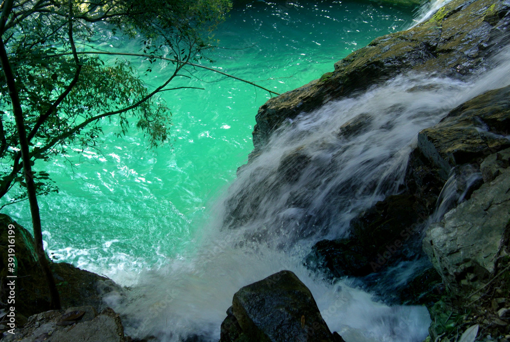 Close-up photo of streams and waterfalls