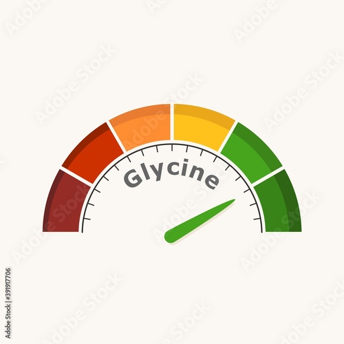 Scale with arrow. The Glycine measuring device. Sign tachometer, speedometer, indicator.