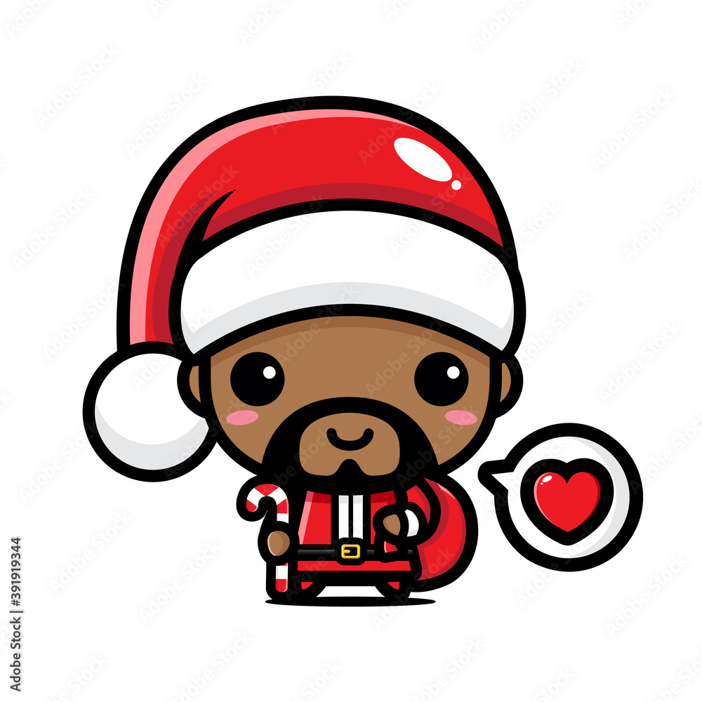 cute black papa character wearing santa costume cute black papa character wearing santa costume