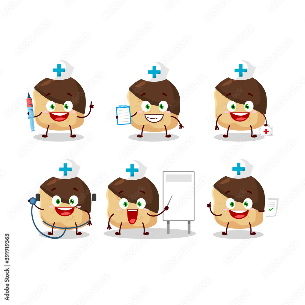 Doctor profession emoticon with chocolate slime cookies cartoon character Doctor profession emoticon with chocolate slime cookies cartoon character