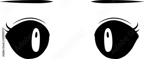 Cute anime-style big black eyes in normal times