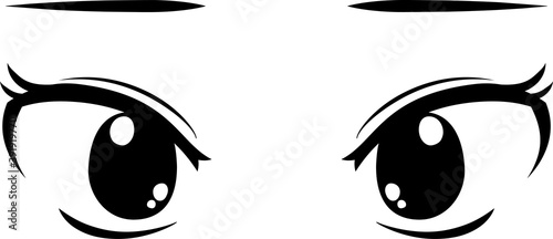 Cute anime-style big black eyes in normal times