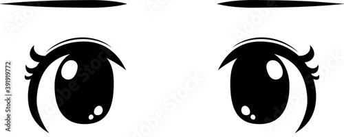 Cute anime-style big black eyes in normal times