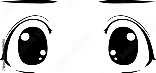 Cute anime-style big black eyes in normal times