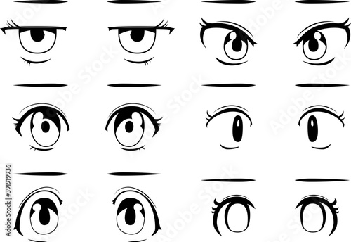 Monochrome Cute anime-style eyes in normal times