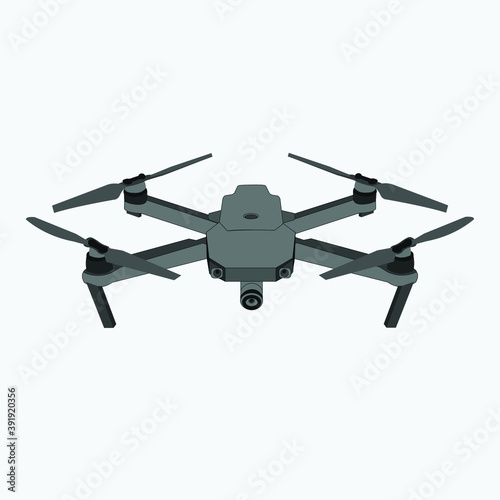 Dark Grey Camera Drone quadcopter Flat Vector Design