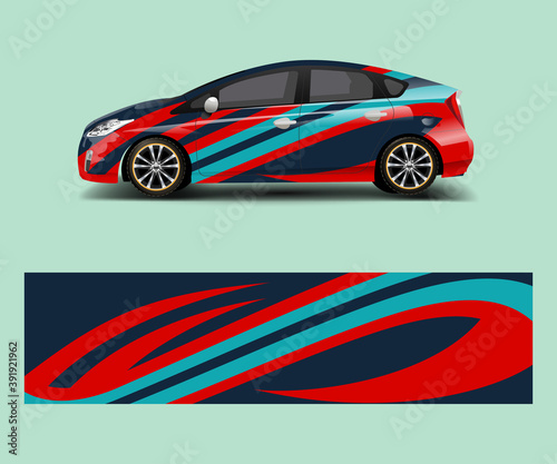 car7Racing car wrap. abstract strip shapes for Company car wrap  sticker  and decal template design vector