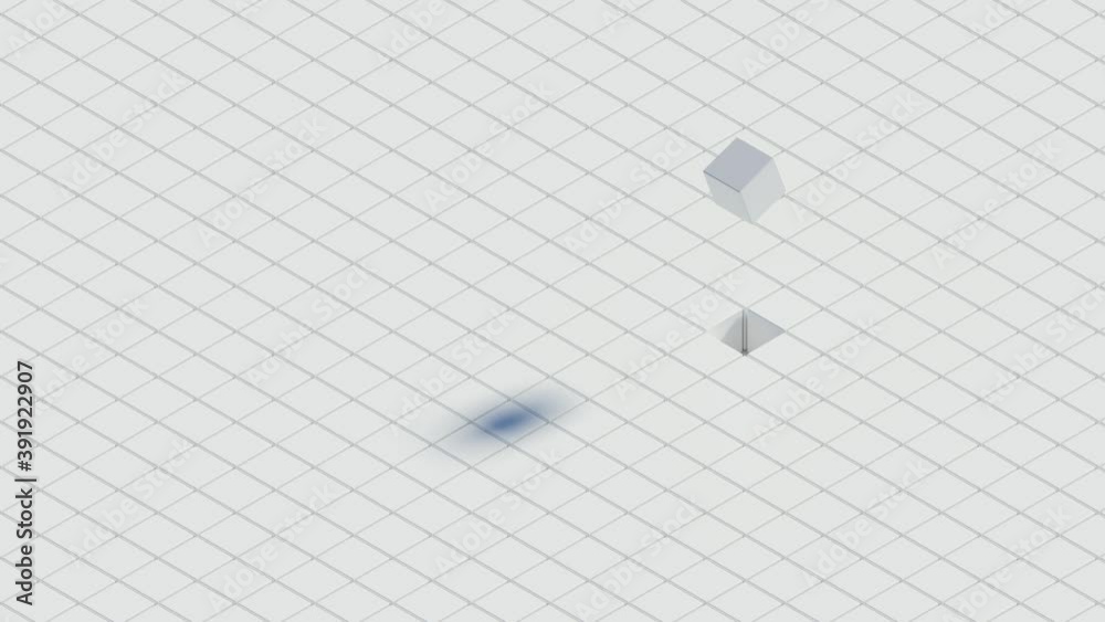 3d render of white background made of stack of cubes with central wave. Technology simple concept.