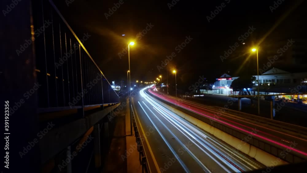 Dark night at a curved highway Dark night at a curved highway