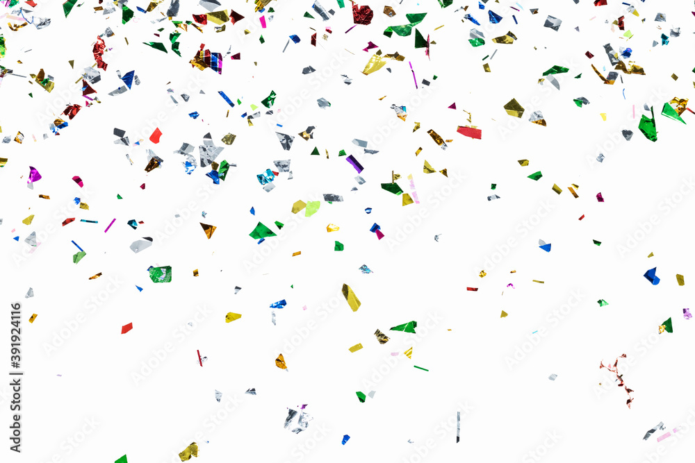 Colorful confetti pattern on a white background wallpaper