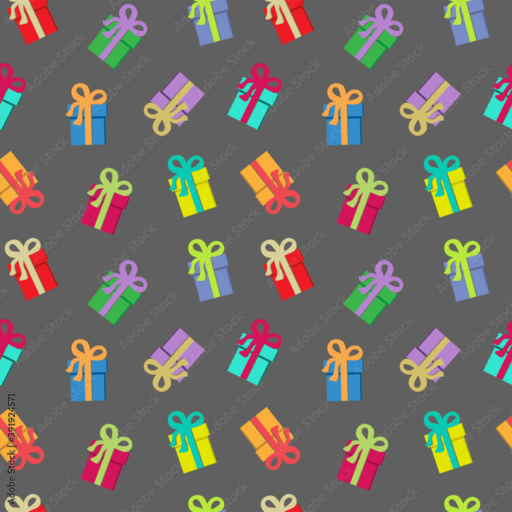 Gift boxes on a gray background. Seamless fabric. Gift boxes on a gray background. Seamless fabric.