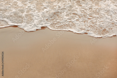 Sea waves on sandy beach panorama landscape background