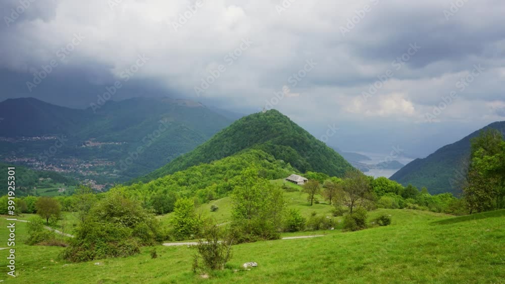 Landscape near Como lake between mountains in Italy, zoom in timelapse 4k Landscape near Como lake between mountains in Italy, zoom in timelapse 4k