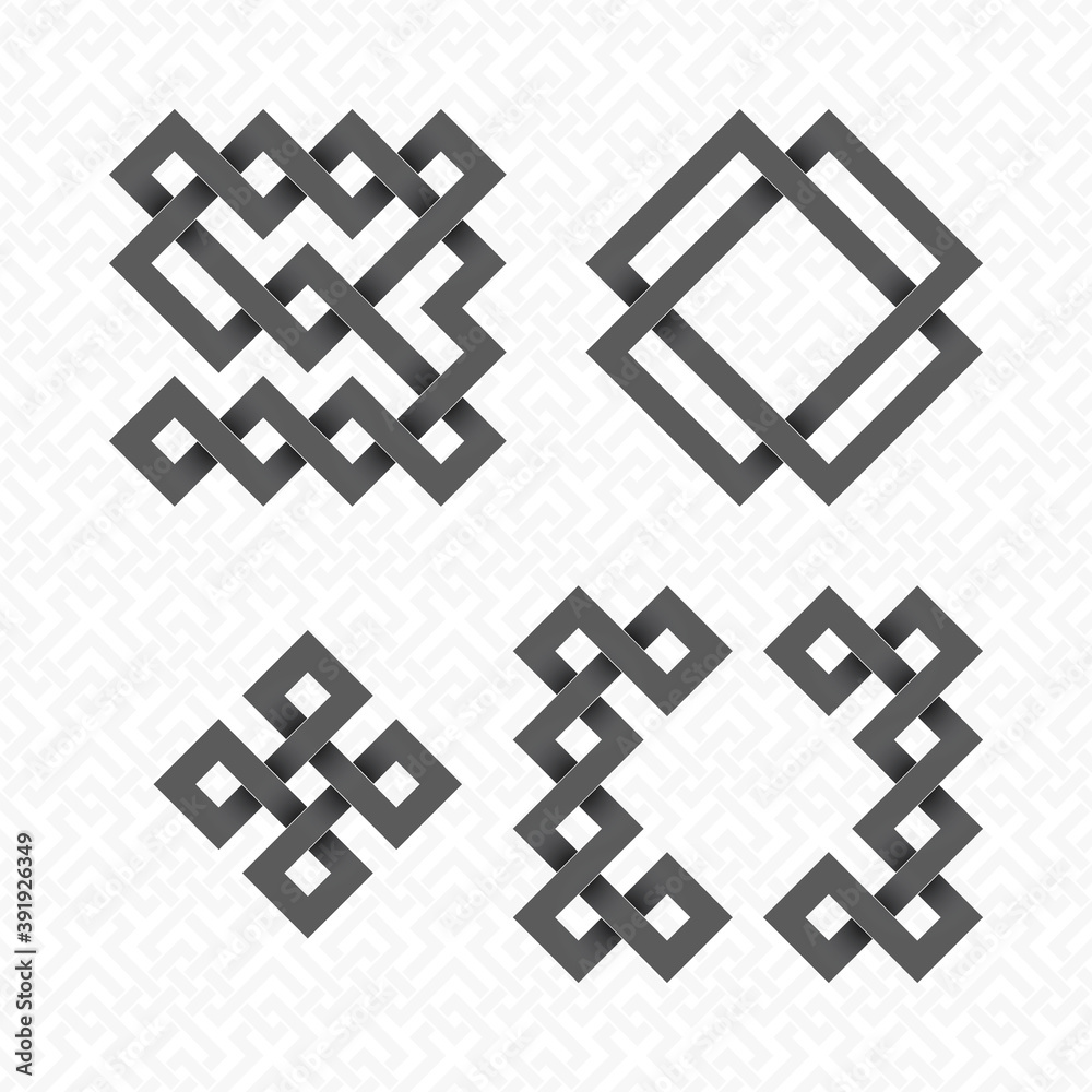 Font of interwoven strips. Nine, zero, plus, brackets black relief figures on a white patterned background. Font of interwoven strips. Nine, zero, plus, brackets black relief figures on a white patterned background.