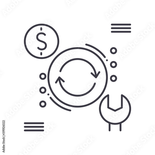 Service charge icon, linear isolated illustration, thin line vector, web design sign, outline concept symbol with editable stroke on white background.