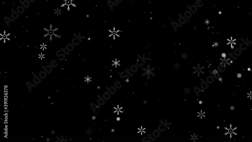 Abstract background the snowflake falling for Christmas celebration and decoration, Snow and particle video overlay on the dark background, with a depth of field effect