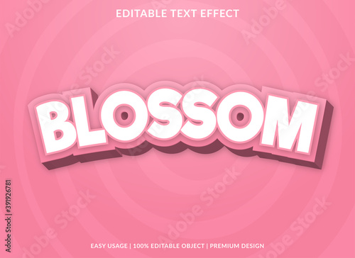 blossom text effect editable template with fancy and 3d bold style use for beauty care logo and brand