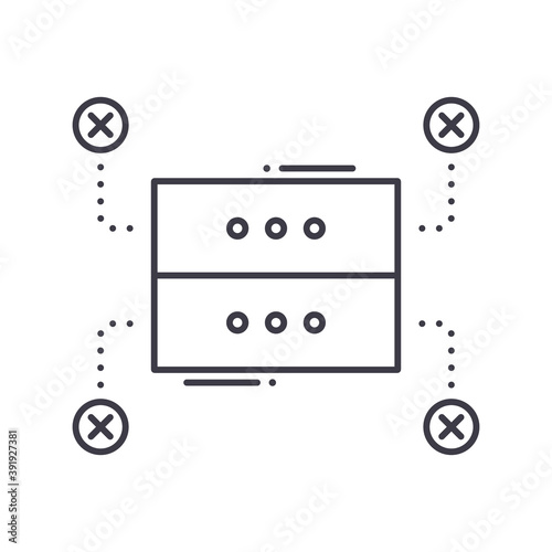 Server unavailable icon, linear isolated illustration, thin line vector, web design sign, outline concept symbol with editable stroke on white background.