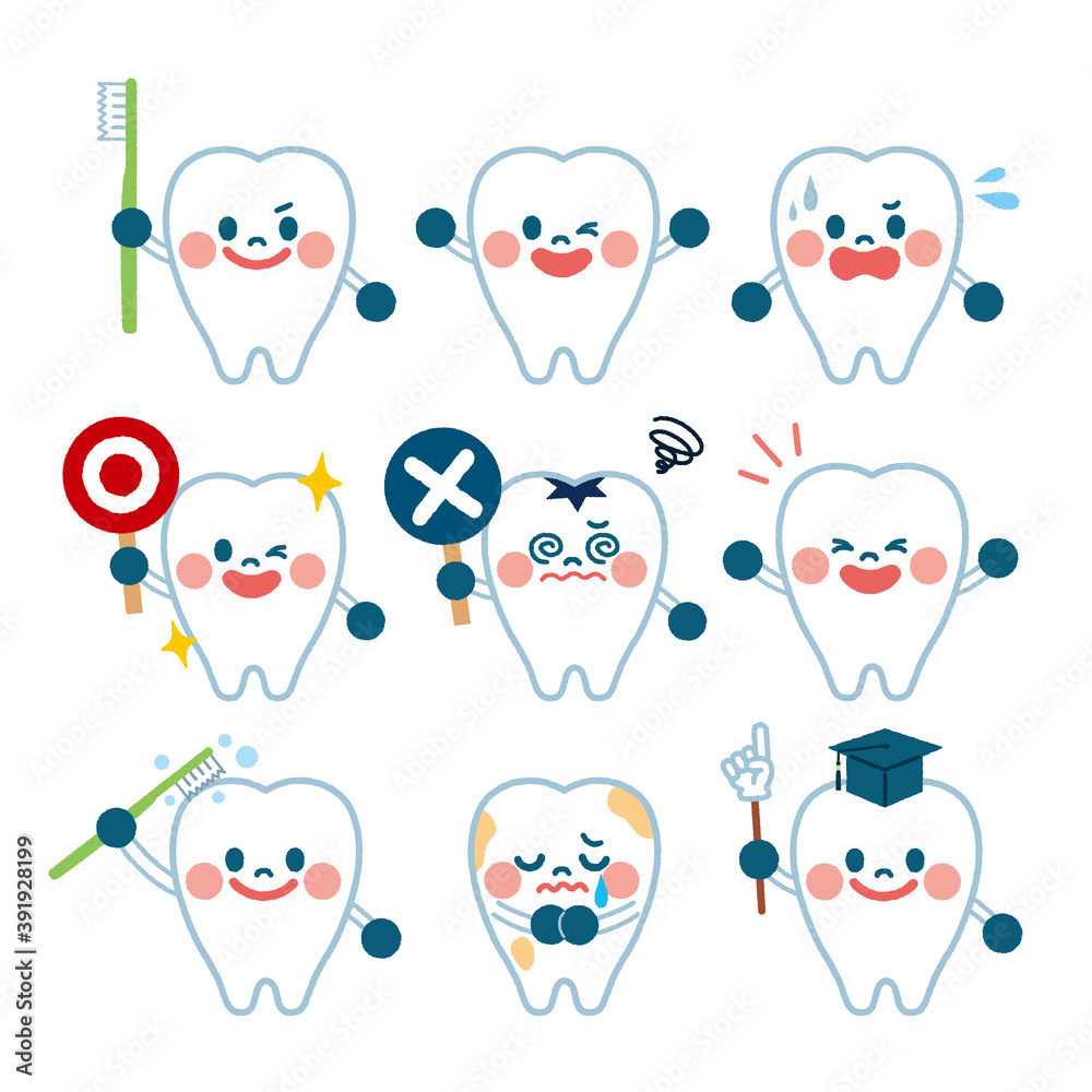 歯のキャラクターイラスト素材 Stock Vector | Adobe Stock