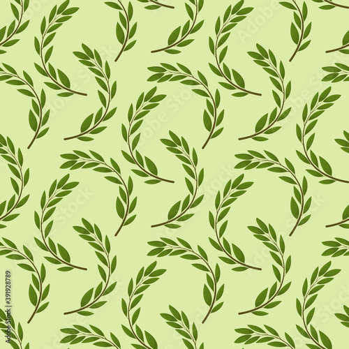 Seamless background with olive leaves. Ideal for printing on fabric or paper.