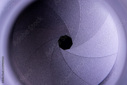 Closed down aperture on a manual camera lens
