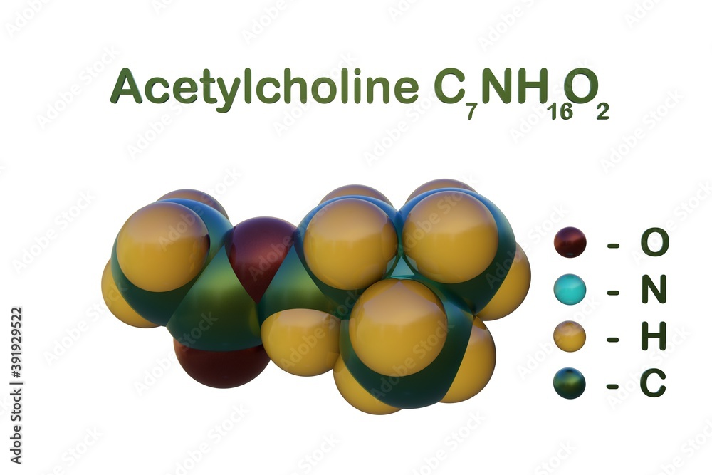 Structural chemical formula and spacefilling molecular model of