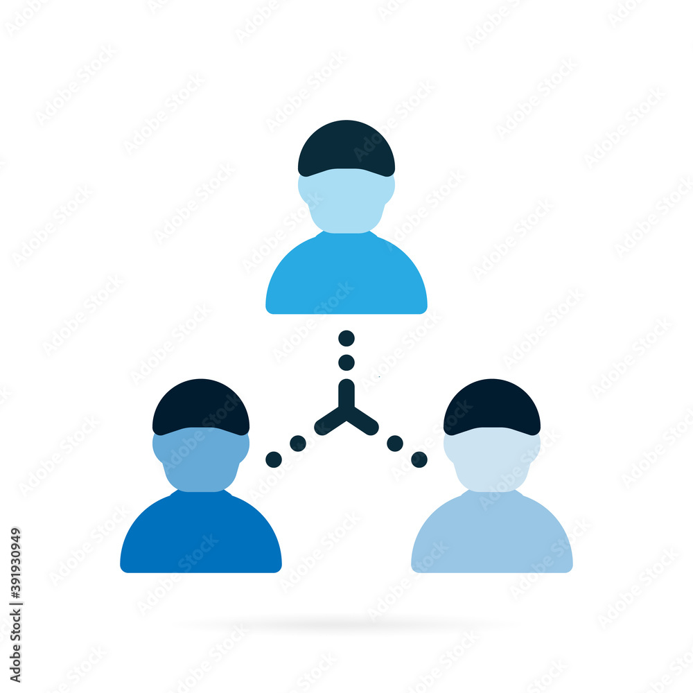 Connecting people icon. Social network concept. Blue symbol on white background. Vector. Connecting people icon. Social network concept. Blue symbol on white background. Vector.