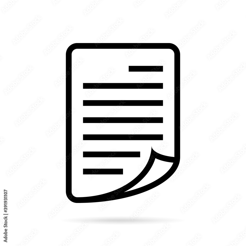 Paper sheet icon on white background. Abstract line icon style. Vector.