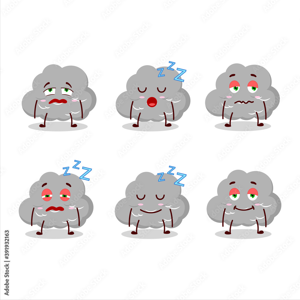 Cartoon character of dark cloud with sleepy expression