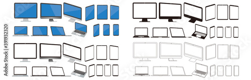 set of pc laptop smartphone tablet vector illustration