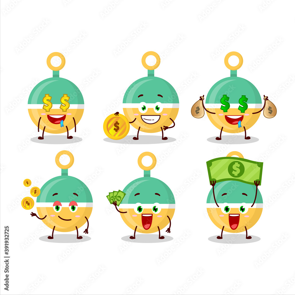 Obraz premium Rattle cartoon character with cute emoticon bring money